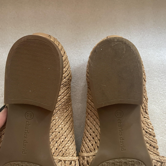 Charles David Shoes Womens Size 8.5 M Tan Finite Woven Raffia Bow Loafers Flats - Picture 7 of 9